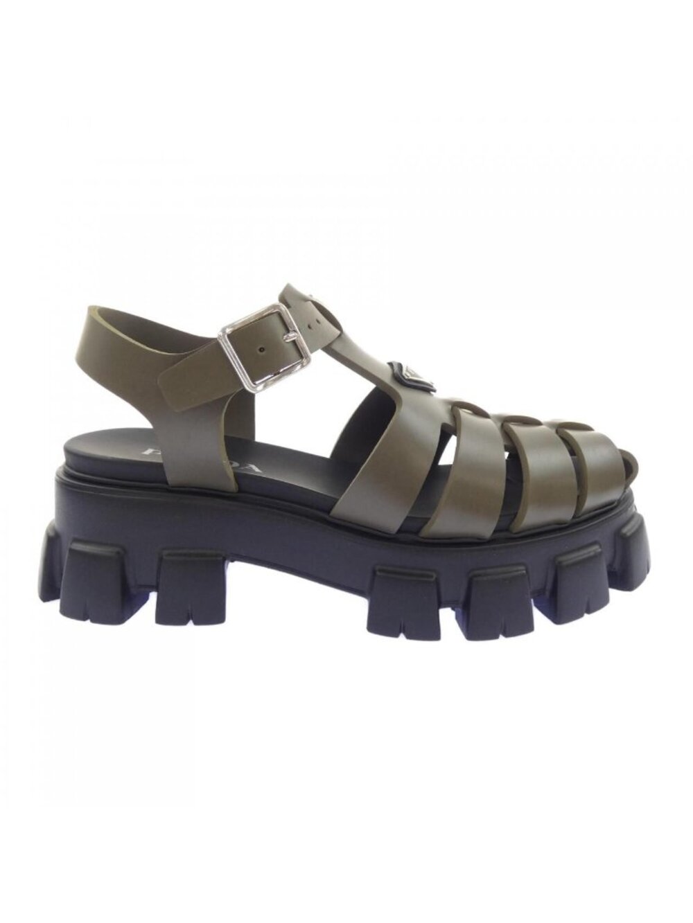 Prada Monolith Rubber Sandals Triangle Logo